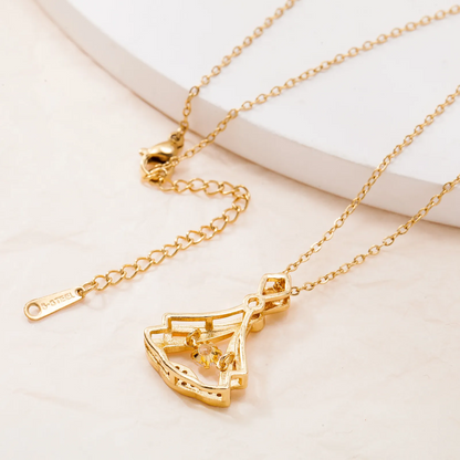 Golden Rhinestone Decor Pendant Necklace