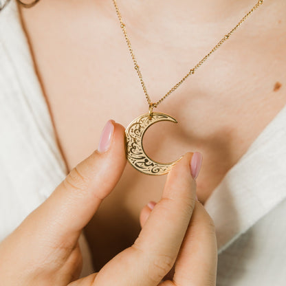 "With Hardship Comes Ease"  Crescent Necklace