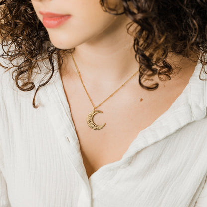 "With Hardship Comes Ease"  Crescent Necklace